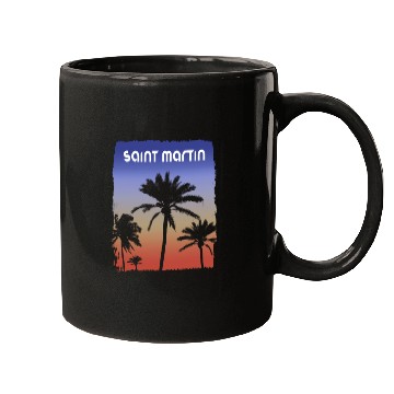 Discover Saint Martin Sunset Vacation Souvenir Palm Tree Mugs