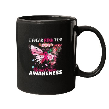 Discover I Wear Pink For Breast Cancer Awareness Butterfly Mugs