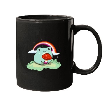 Discover Lesbian Pride Flag Cute Frog Mushroom Subtle LGBTQ Mugs