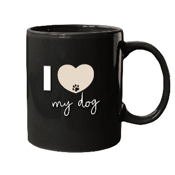Discover I Love My Dog Beige Heart Mugs