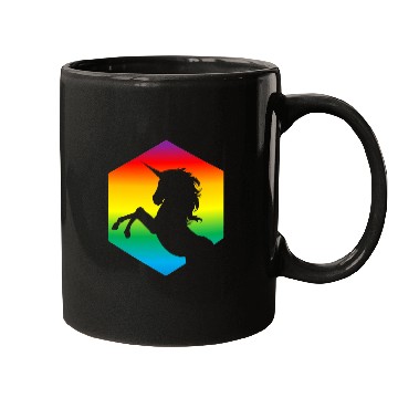 Discover Rainbow Unicorn d20 Silhouette | TTRPG Pride Mugs