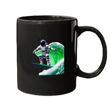 Discover Green waves surfing astronaut Mugs