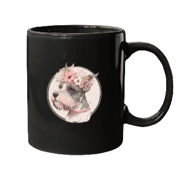Discover Cute Miniature Mini Schnauzer Flower Crown Pet Dog Mugs