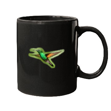 Discover Green Hummingbird Illustration Bird Lover Mugs