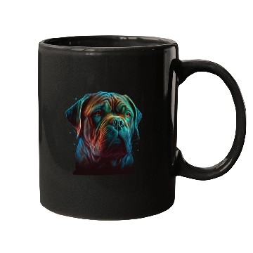 Discover AI-Generated Dogue de Bordeaux Neon Art Mugs