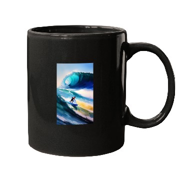 Discover A surfer sailing on rough seas Mugs