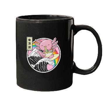 Discover Axolotl Eating Ramen Kanagawa Wave Kawaii Japan Va Mugs