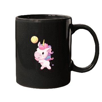 Discover Cute Unicorn Playing Volleyball Mugs