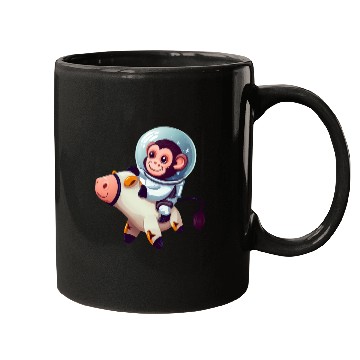 Discover Astronaut Monkey Riding on a Cow Mugs