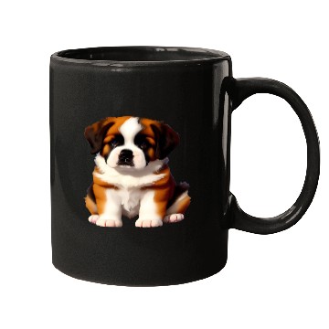Discover Saint Bernard Puppy Awaiting Treats Mugs