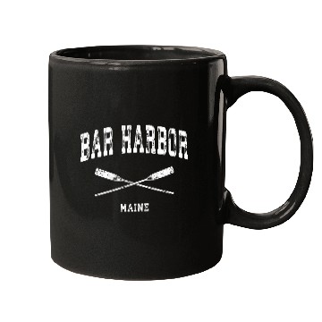 Discover Bar Harbor Maine Nautical Crossed Oars Mugs