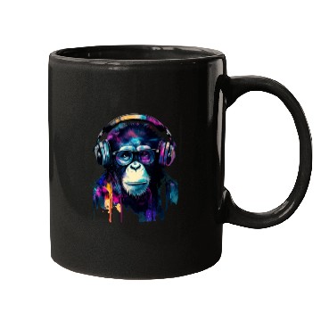 Discover Banksy DJ Monkey with Headphones Mugs
