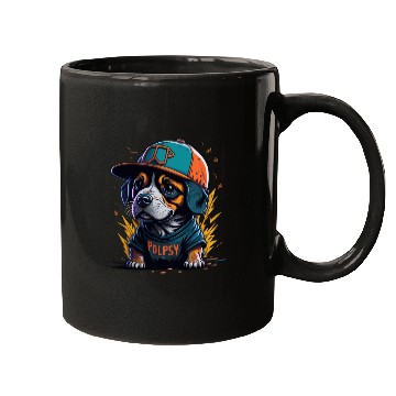 Discover Cute Border Collie Puppy Wearing Baseball Hat Mugs