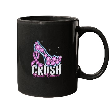 Discover Crush Breast Cancer Bling Ribbon Mugs