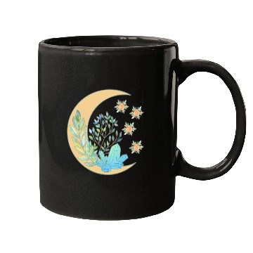 Discover Floral Crescent Moon Healing Crystal Garden Witch Mugs