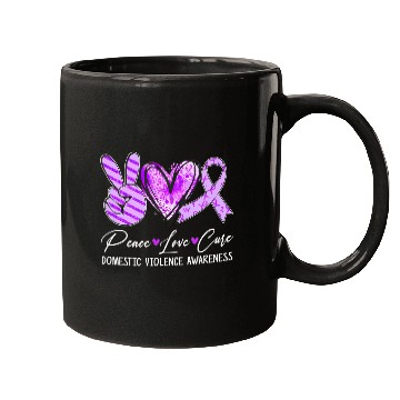 Discover Peace Love Cure Purple Ribbon Domestic Violence Aw Mugs