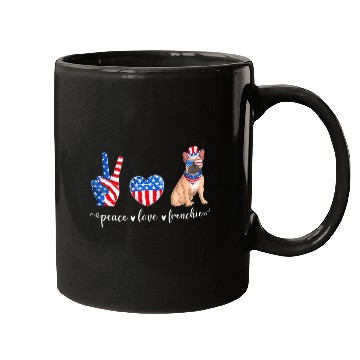 Discover Peace Love Frenchie Patriotic US Flag 4th July Mugs