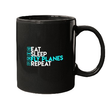 Discover Eat Sleep Fly Planes Repeat Airplane Pilo Mugs