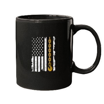 Discover Tow Truck Us Flag Trucking Driver Mugs