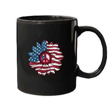Discover American Flag Flower Independence Day Sunflower 4T Mugs