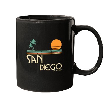 Discover San Diego California Sunset Palms Mugs