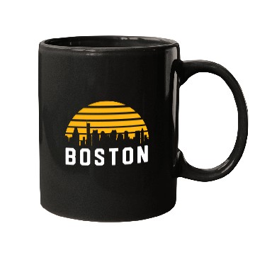 Discover Boston Massachusetts Cityscape Yellow Mugs