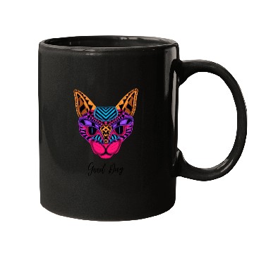 Discover Black Neon Cat Mugs