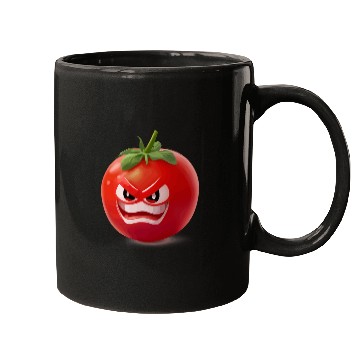 Discover A realistic tomato with angry face cartoon style Mugs