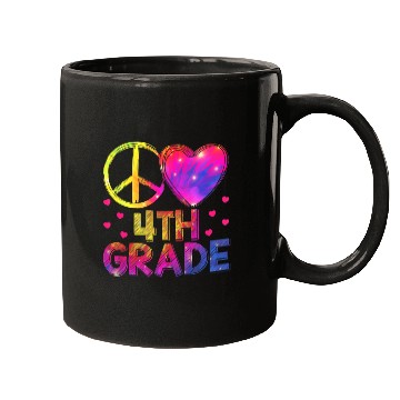 Discover Tie Dye Peace Love 4th Grade Teacher Student Back Mugs