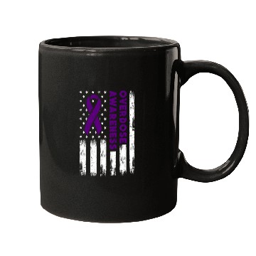 Discover Overdose Awareness Flag Purple Ribbon Addiction Mugs