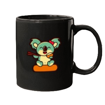 Discover Koala Retro Pocket Design eats with chopsticks Mugs