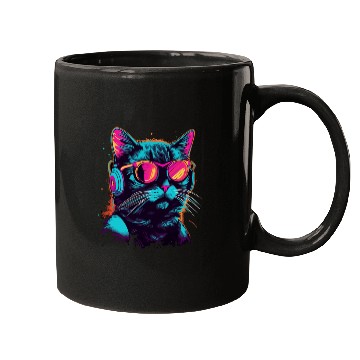 Discover 80s Cat Music Mugs