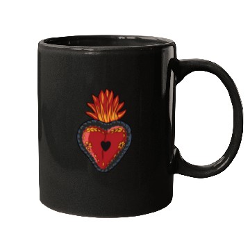 Discover Flaming Sacred Heart Mecan Folk Devotion Symbol Mugs
