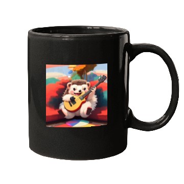 Discover Cute Hedgehog playing Guitar Mugs