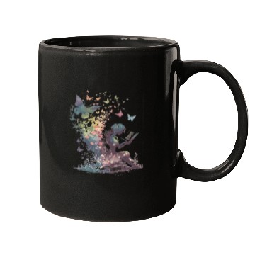Discover Watercolor Butterfly Fairy Read Book Library Fanta Mugs