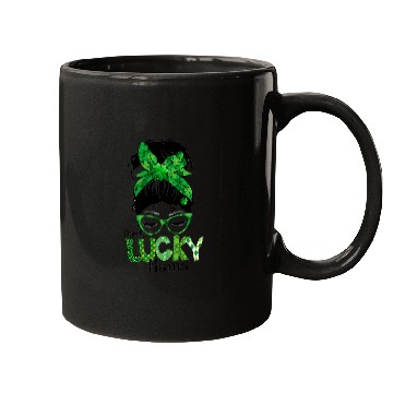 Discover Lucky Mama Messy Bun Leopard Shamrock St Mugs