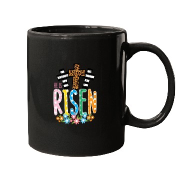 Discover He Is Risen Leopard Cross Easter Jesus Religious Mugs