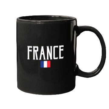 Discover France Flag White Text Mugs