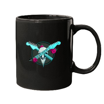Discover Guitar Lover T Shirtstrat guitar and raven skull Mugs