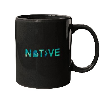 Discover Native Michigander State Map Letter Green Mugs