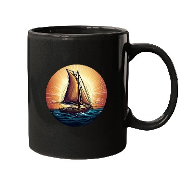 Discover Sailboat in Sunset Mugs