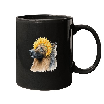 Discover Watercolor Belgian Sheepdog Sunflower Dog Breed Pe Mugs