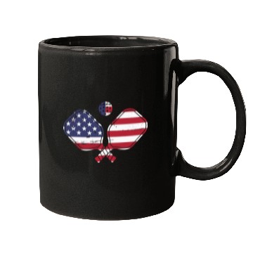 Discover Patriotic Pickleball US Flag Paddleball Design Mugs