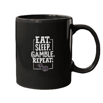 Discover Casino Eat Sleep Gamble Repeat Dice Craps Mugs