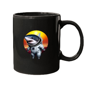 Discover Shark astronaut at sunset Mugs
