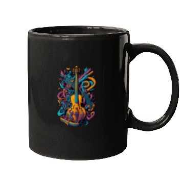 Discover detailed illustration electric guitar white back Mugs