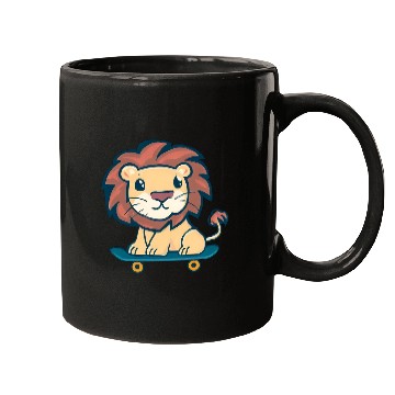 Discover Lion on skateboard Mugs