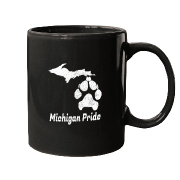 Discover Michigan Pride - Distressed Map Dog Paw Design Mugs