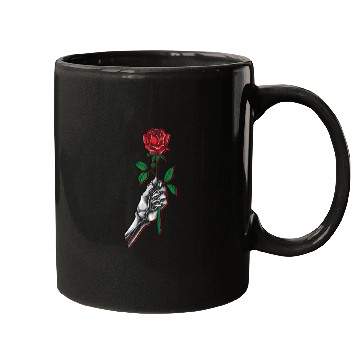 Discover eleton Hand Holding Red Rose Flower Mugs