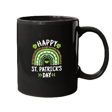 Discover Happy St Patric Day Leopard Print Rainbow Mugs